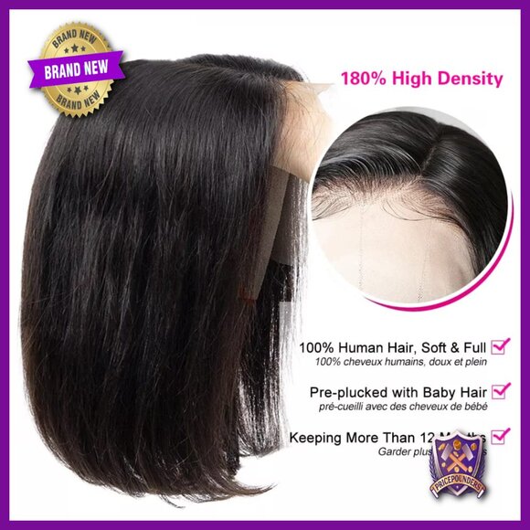 13x4 Lace Front Bob Wig Human Hair 180% Density Pre Plucked Baby Hair main image 5